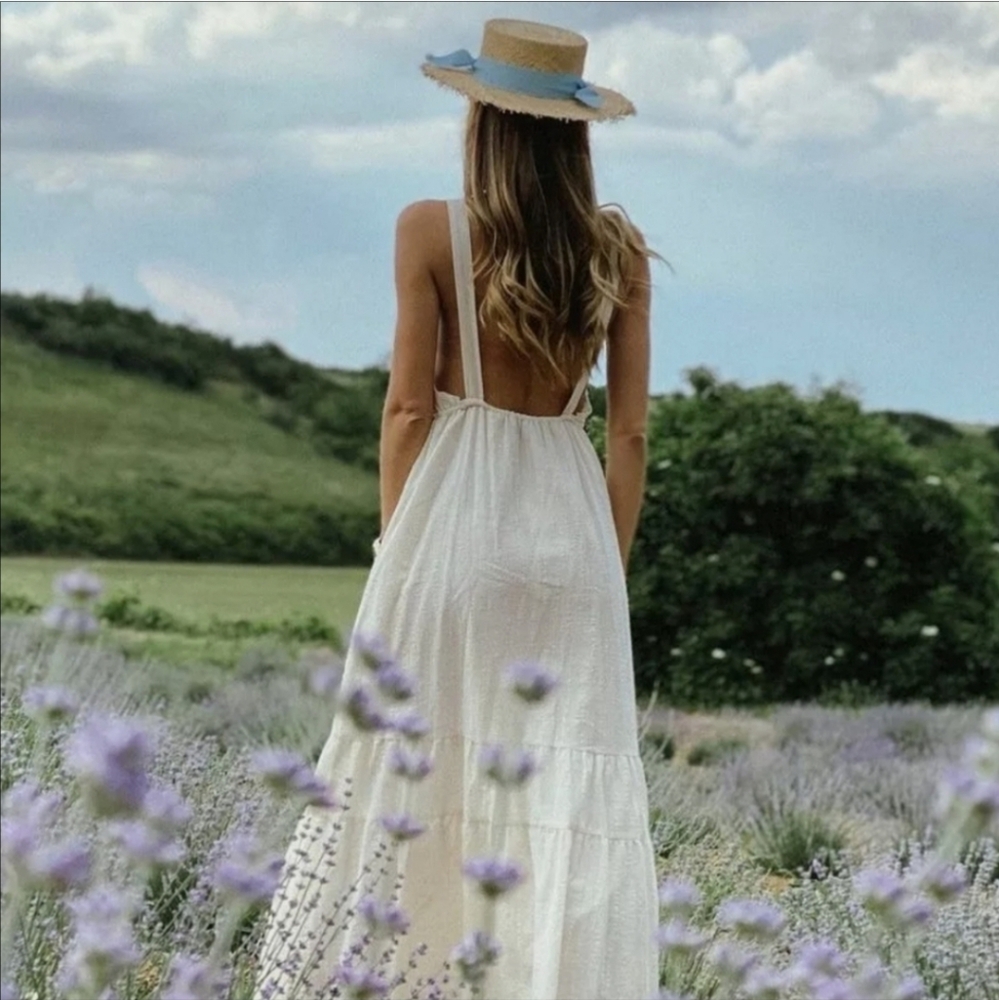 Zara * Cream Maxi Dress Rustic Boho Size S - Picture 6 of 12